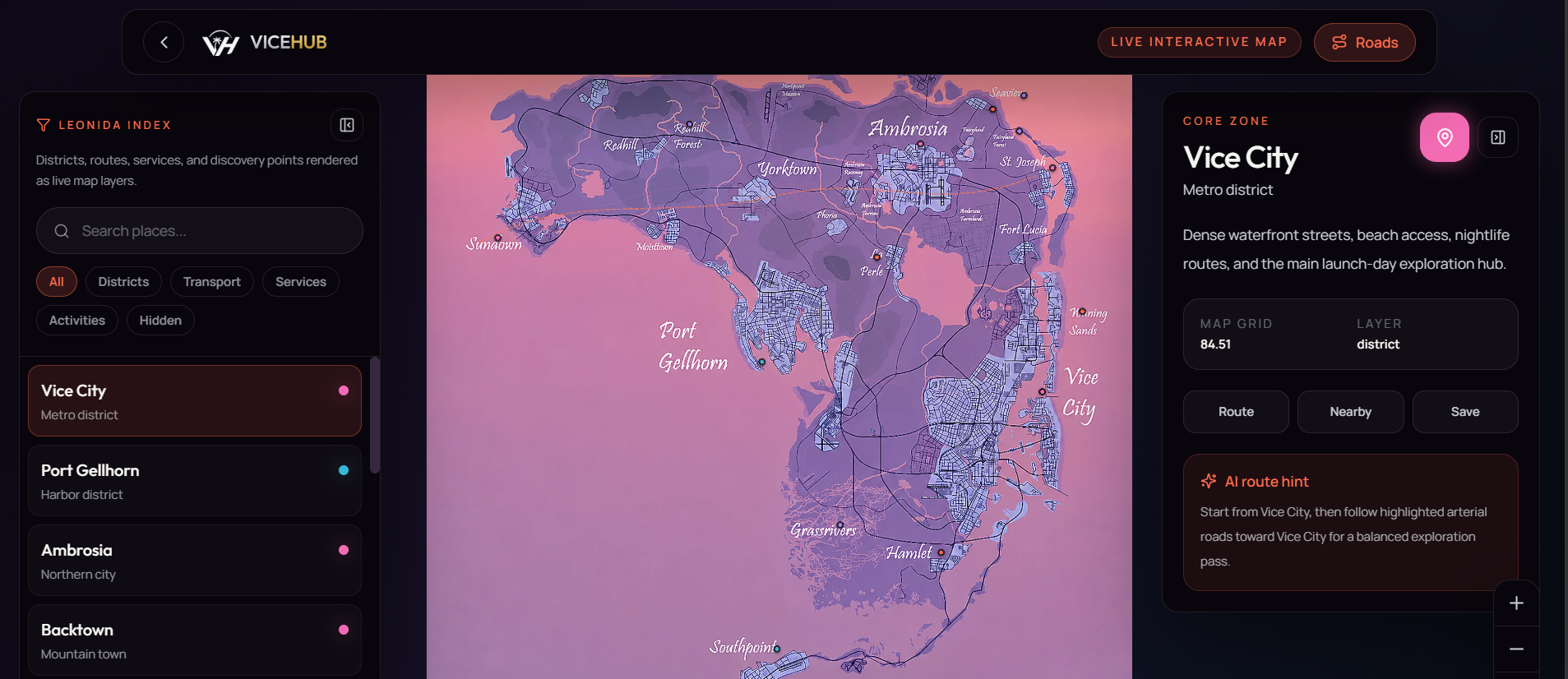 GTA 6 Interactive Map (2026): Explore Vice City & Leonida | ViceHub